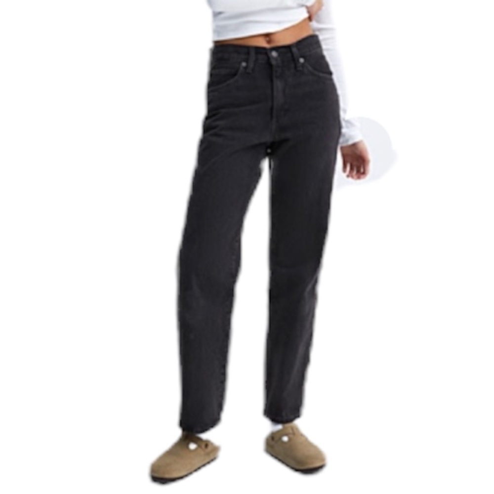 Simons TWIK old school fit high rise tapered mom jeans faded black 25